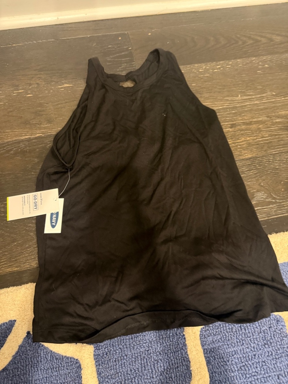 Old navy go dry Black Ribbed Tank Top knotted key hole back small